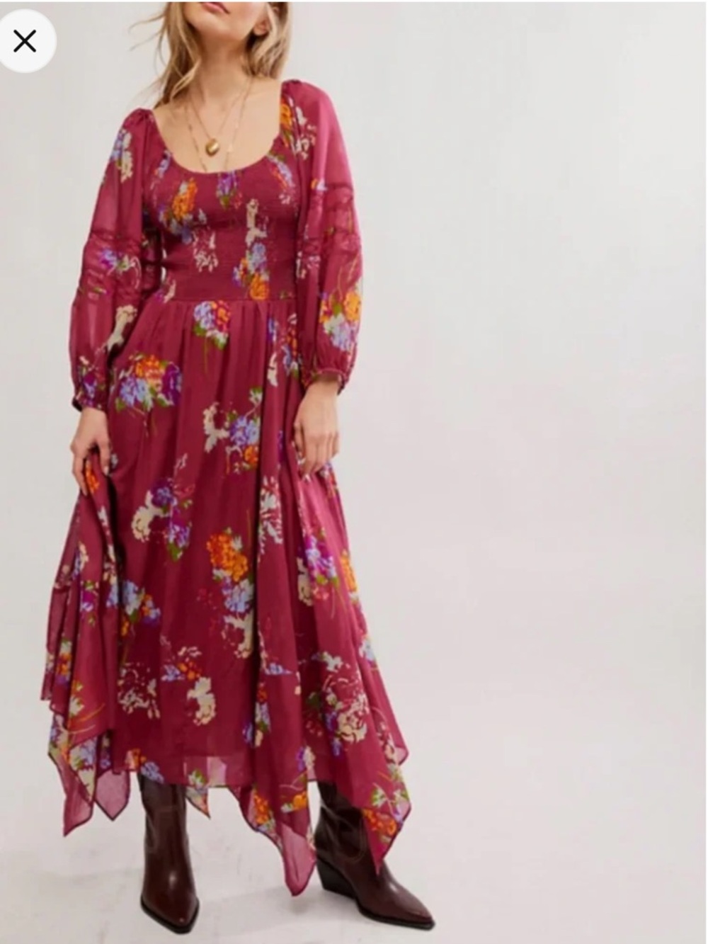 Free People Berry Floral Maxi Dress